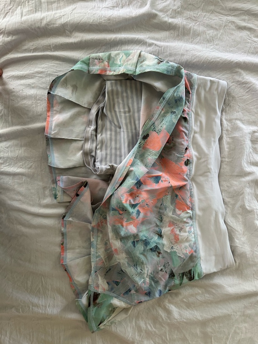 lululemon athletica Floral Mint Coral Ruffle Midi Skirt